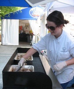 caitlin at grill cooking with caitlin grilling at the market