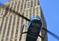 stratus helicopter lands at Fountain Square downtown Cincinnati