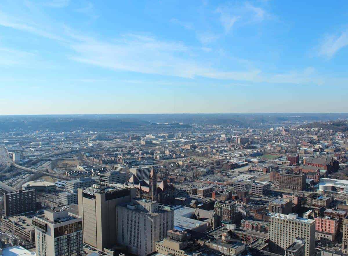 View of Cincinnati from high atop the Carew Tower