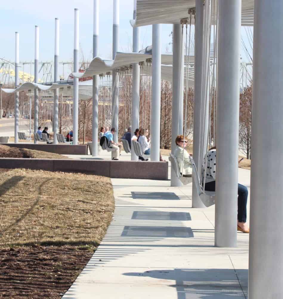 Swings at Smale Riverfront Park in Cincinnati, Ohio