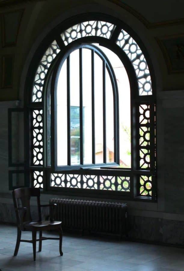 Memorial Hall windows overlooking Cincinnati