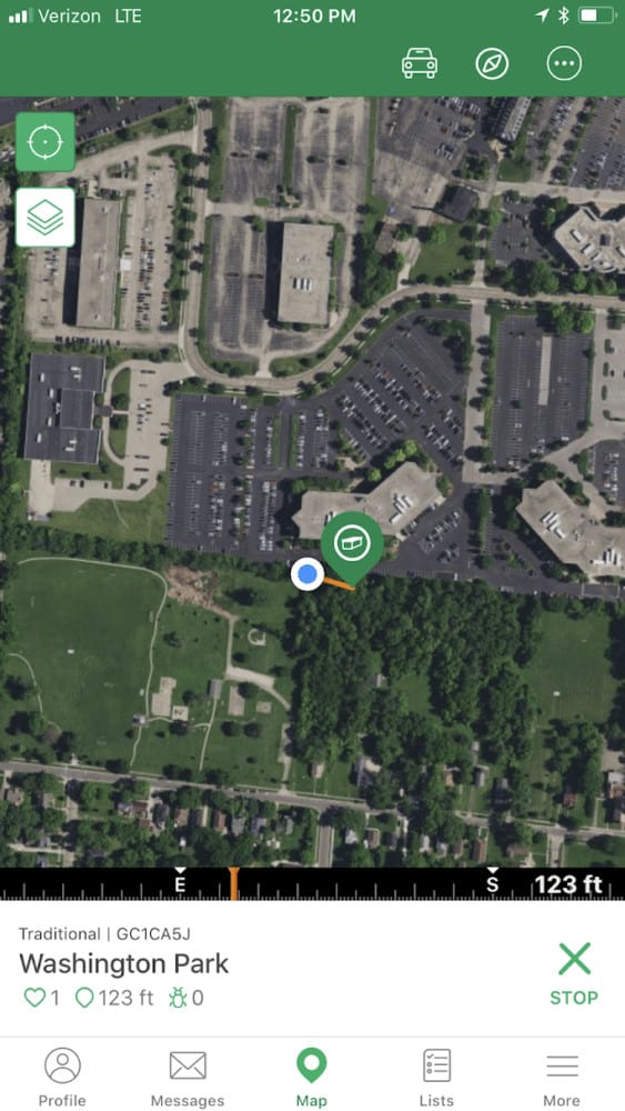 Aerial View of Geocache app