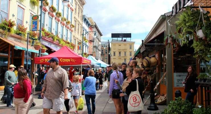 Outside farmstands at Findlay Market 