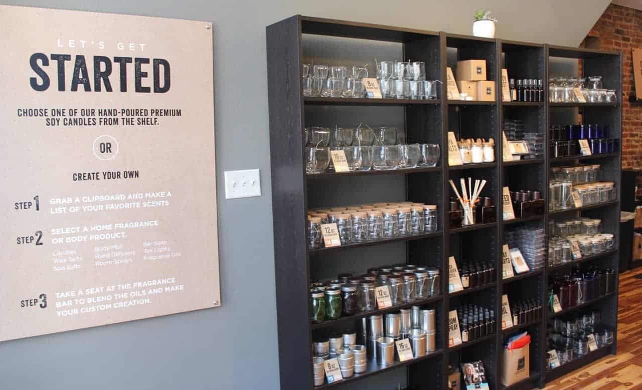 Choosing your product at the Candle Lab in OTR