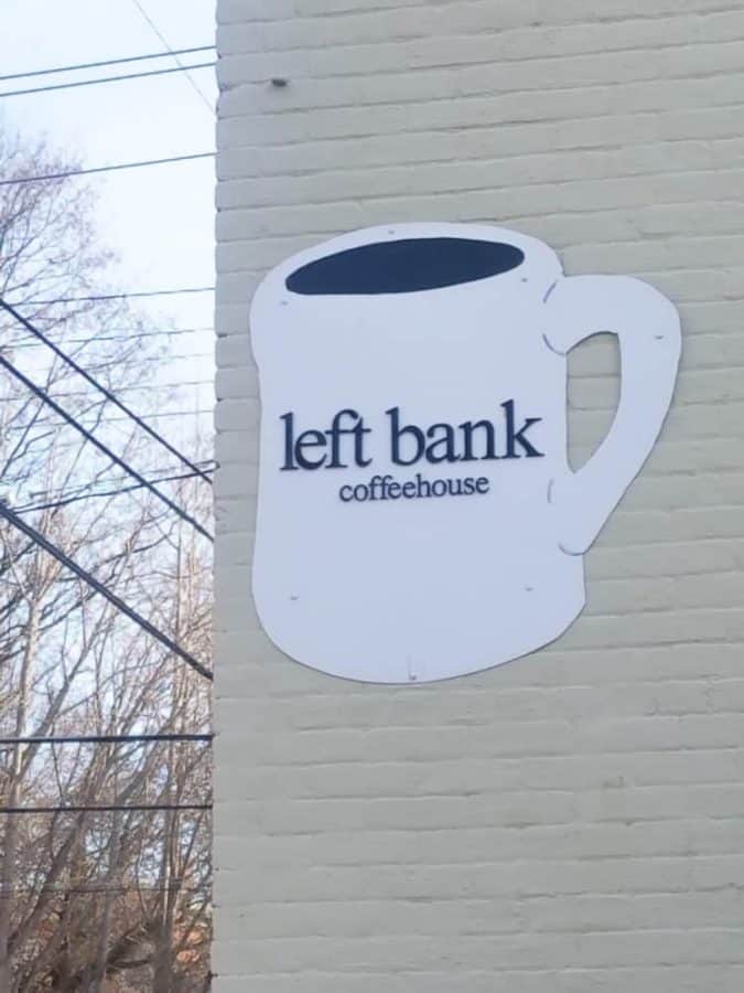 Left Bank Coffeehouse signage in Covington