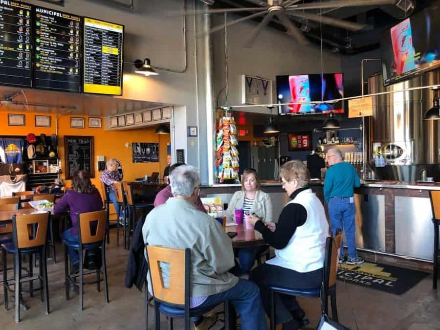 Inside taproom at Municipal Brew Works