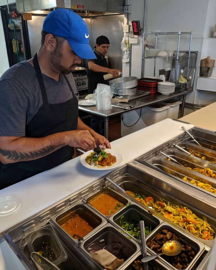 Making a bowl at Bridges Nepali Cuisine
