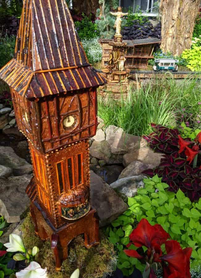 Goebel Park's bell tower and Tyler Davidson Fountain at the Krohn Conservatory
