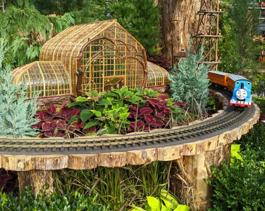 Thomas the Train circling the Krohn Conservatory