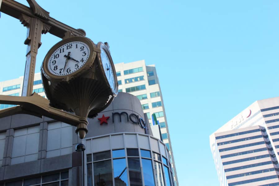 clock in downtown Cincinnati