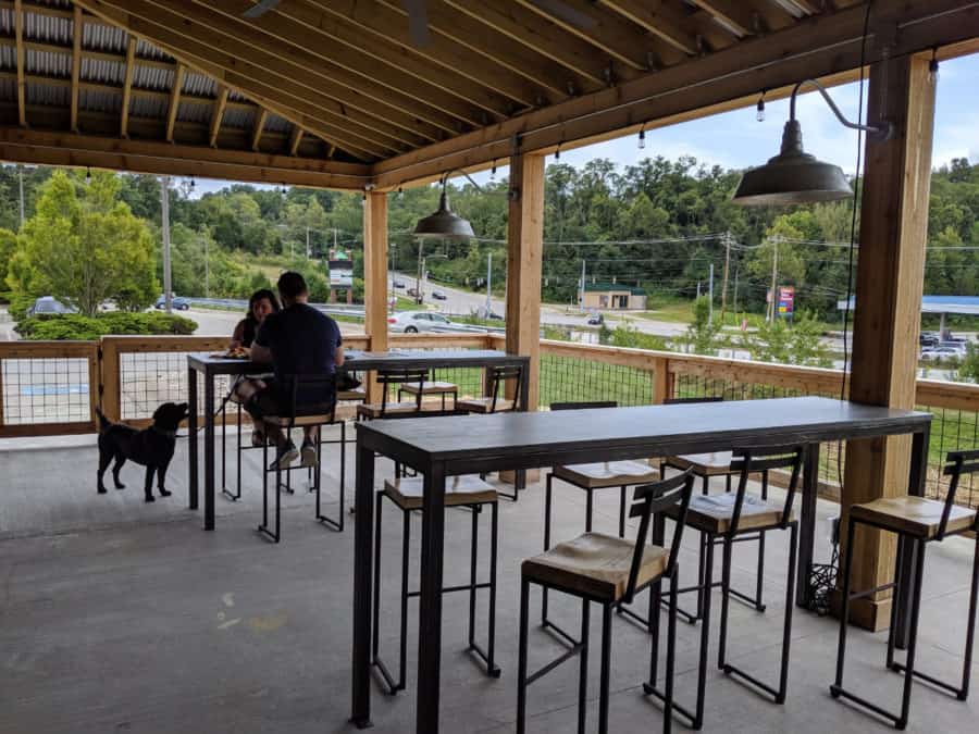 Dogs are allowed on the porch at Big Ash Brewing in Anderson