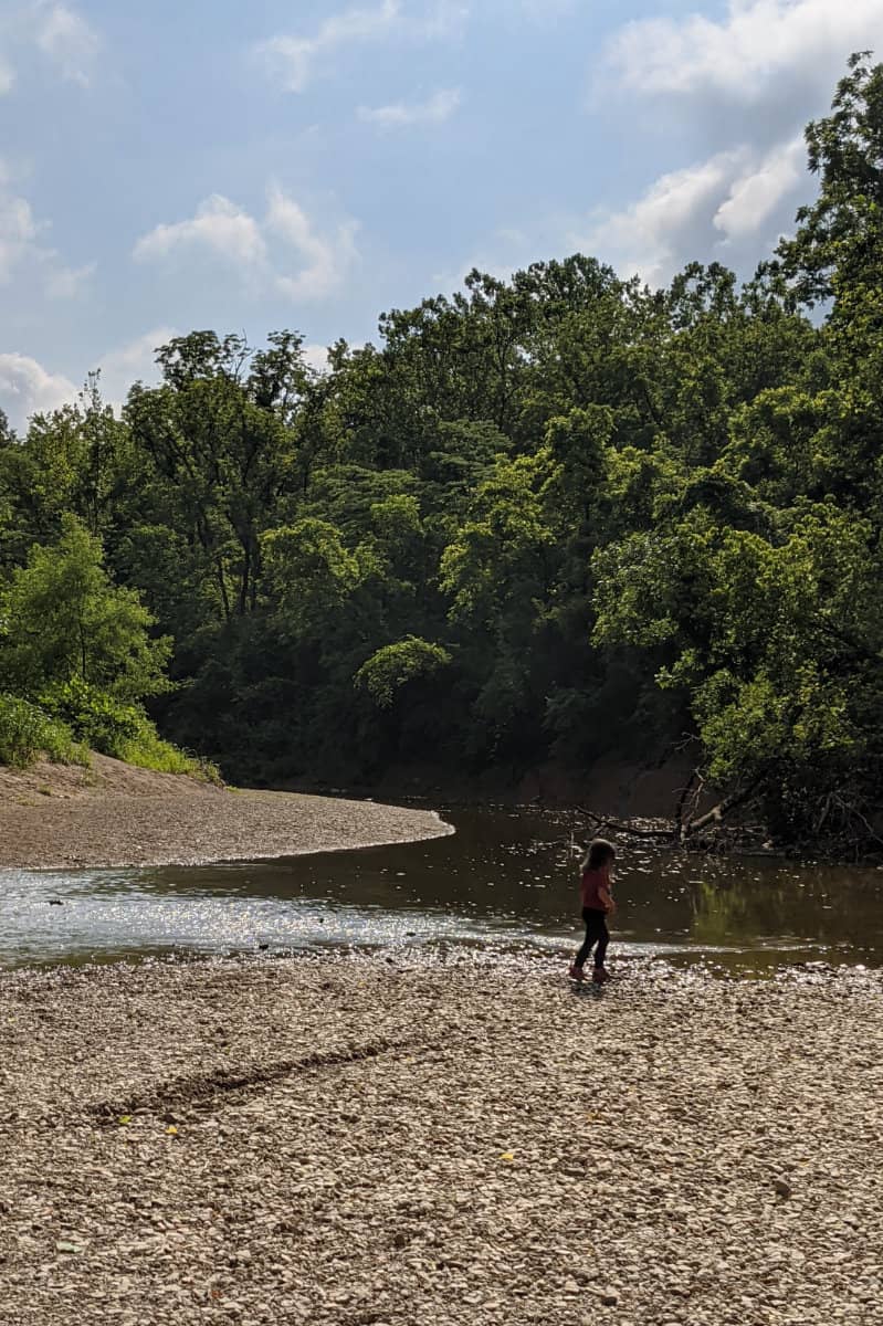 playing in the creek at Miami Whitewater Forest
