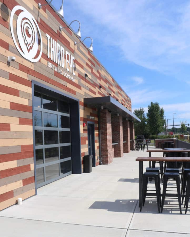 seating along the front of Third Eye Brewing