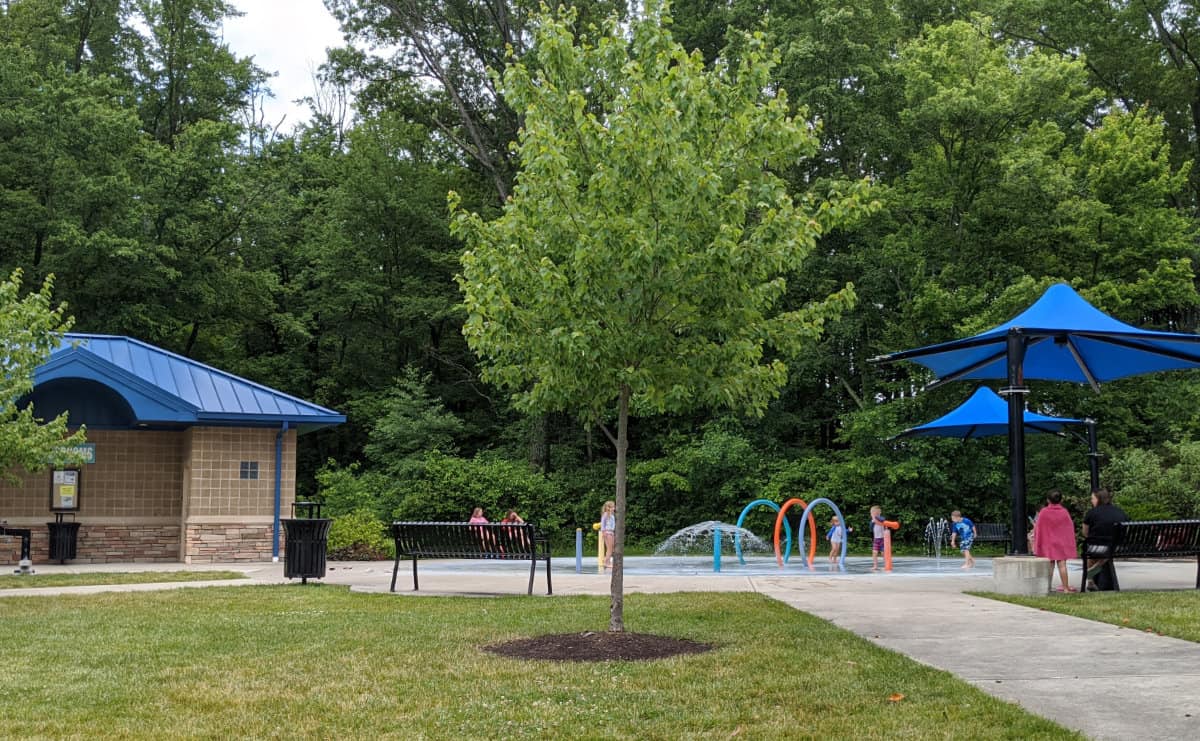 kids playing in the water at Home of the Brave Park