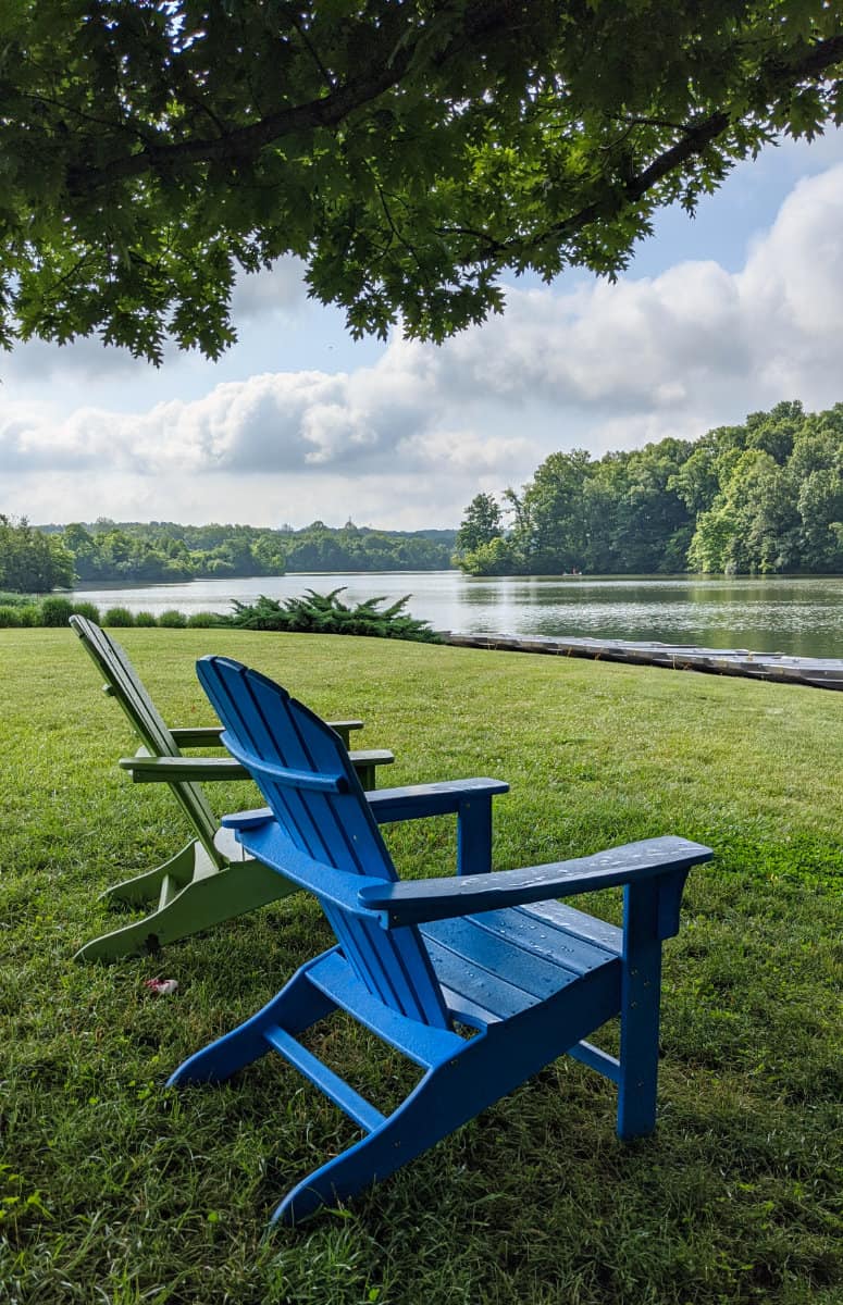 chairs overlooking the lake at Miami Whitewater Forest
