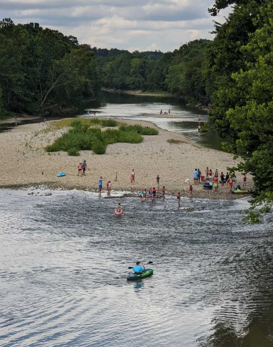 playing in the Little Miami River