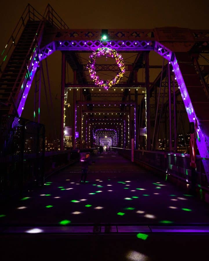 Holiday Lights over the Purple People Bridge