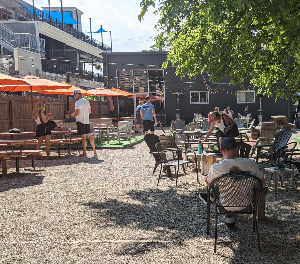 The outdoor space at Narrow Path Brewing in Loveland