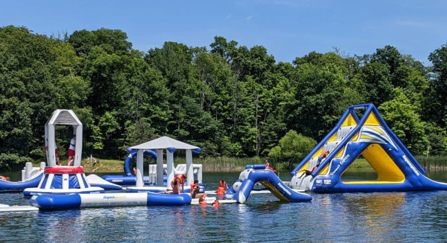 A view of the slides at Kirkwood Adventure Park
