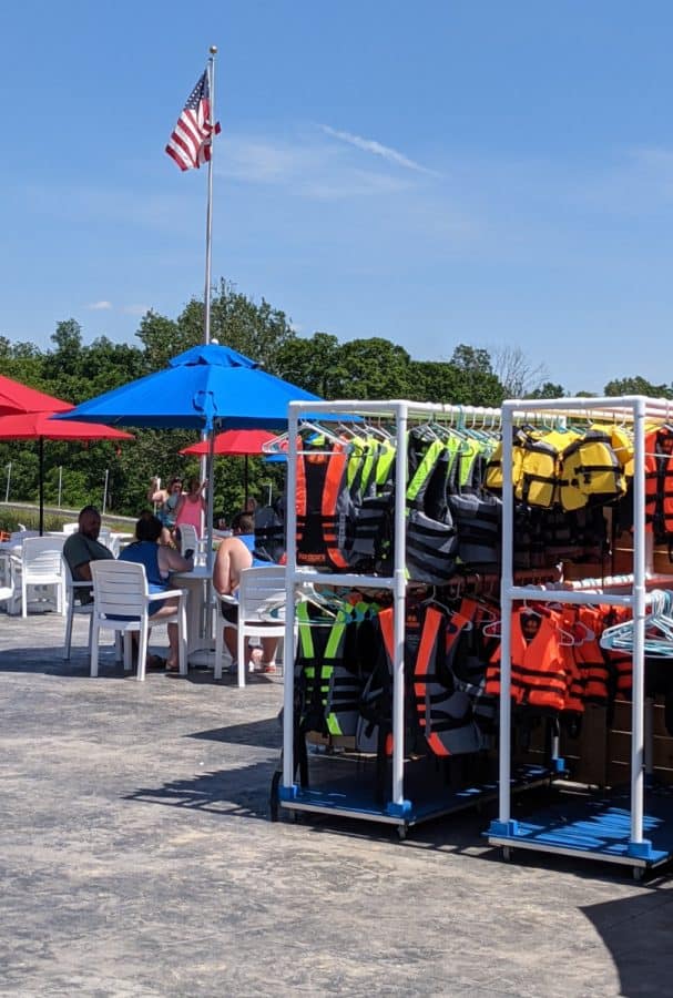 Life jackets and the patio at Kirkwood Adventure Park
