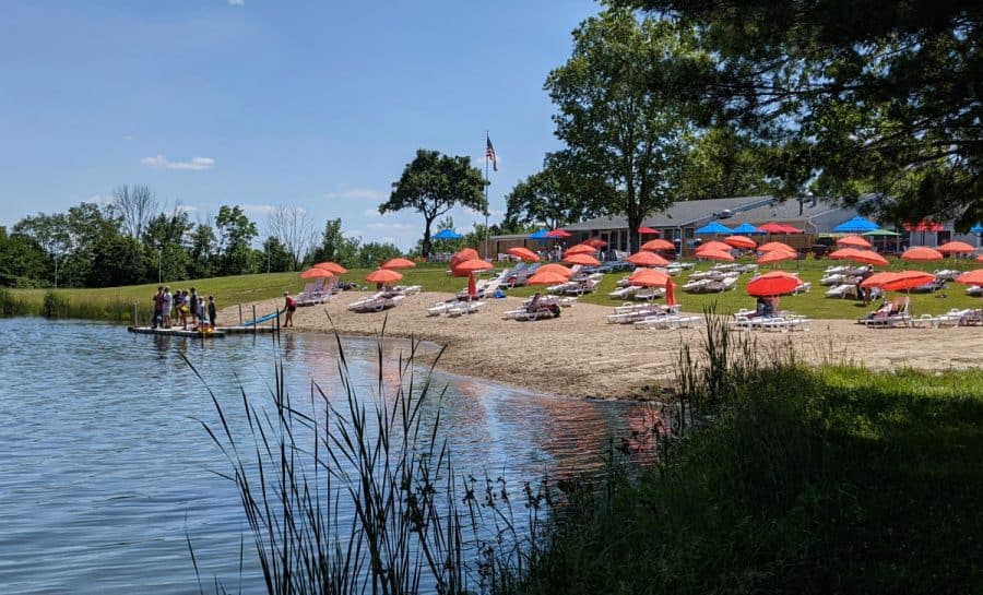 The beach at the lake found at Kirkwood Adventure Park
