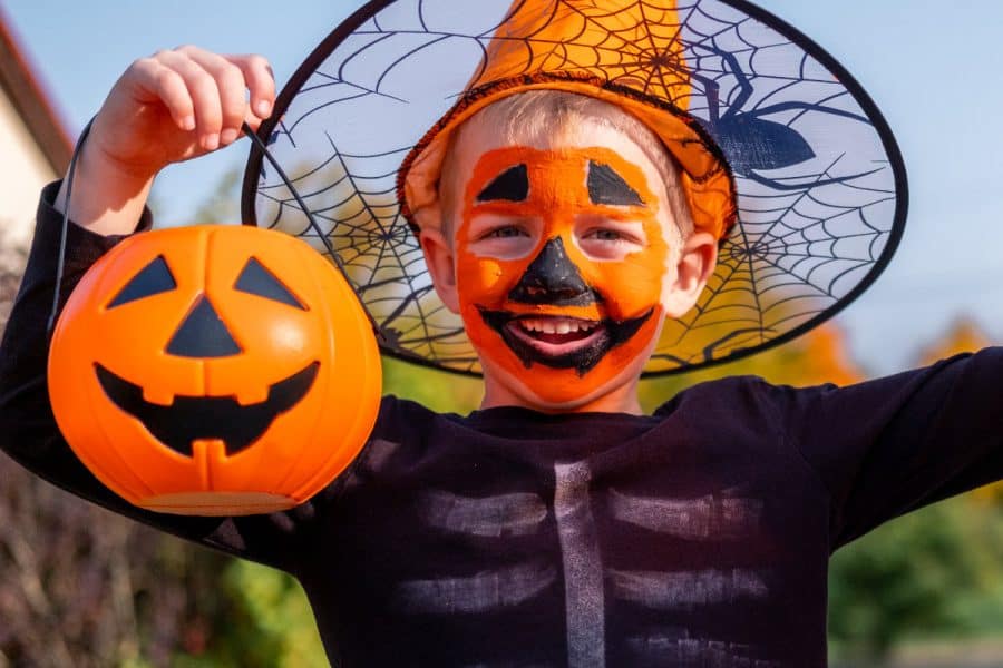 Boy dressed up for trick or treat
