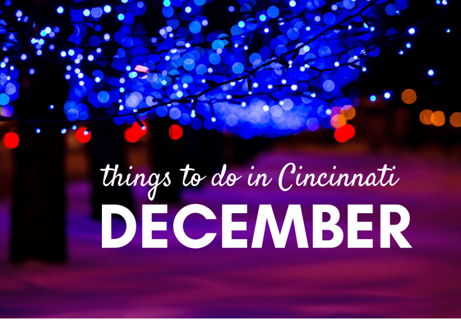 winter scence with trees and lights for things to do in Cincinnati in December