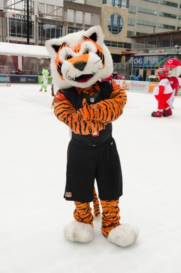 Who Dey on the Fountain Square ice rink