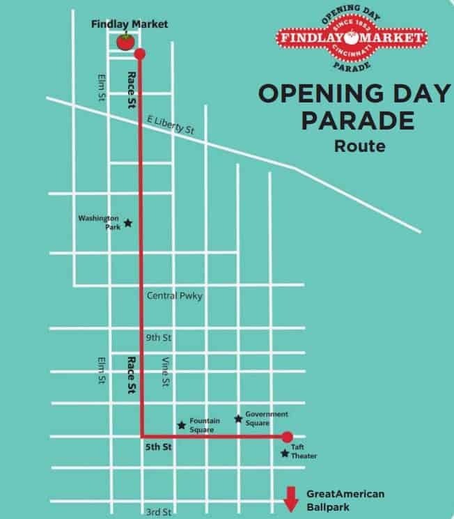 a map of the Findlay Market Opening Day parade route