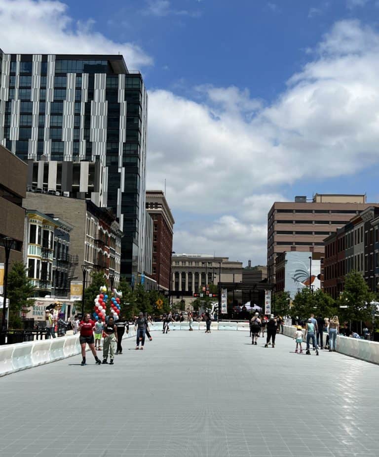 Downtown Cincinnati Gets an Outdoor Roller Rink with a side of Pickleball!!
