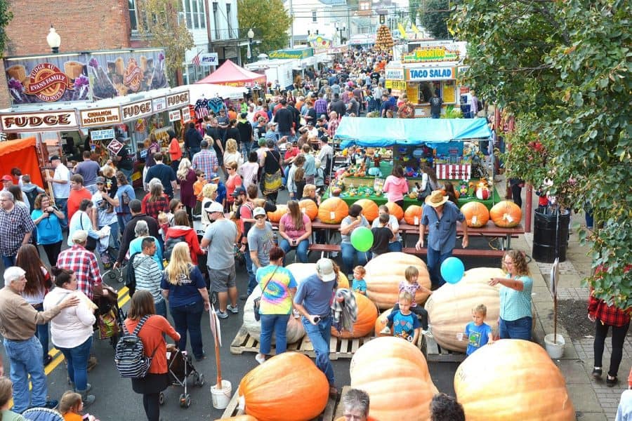 Lots of people at an Ohio Fall Festival - Barnesville Pumpkin Festival
