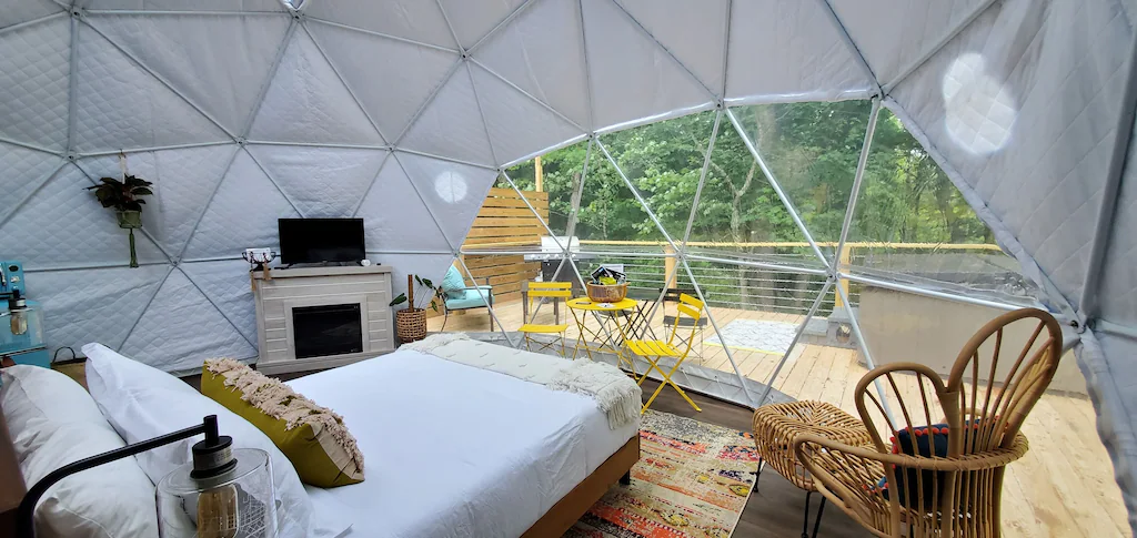 glamping in Ohio at a geodesic dome