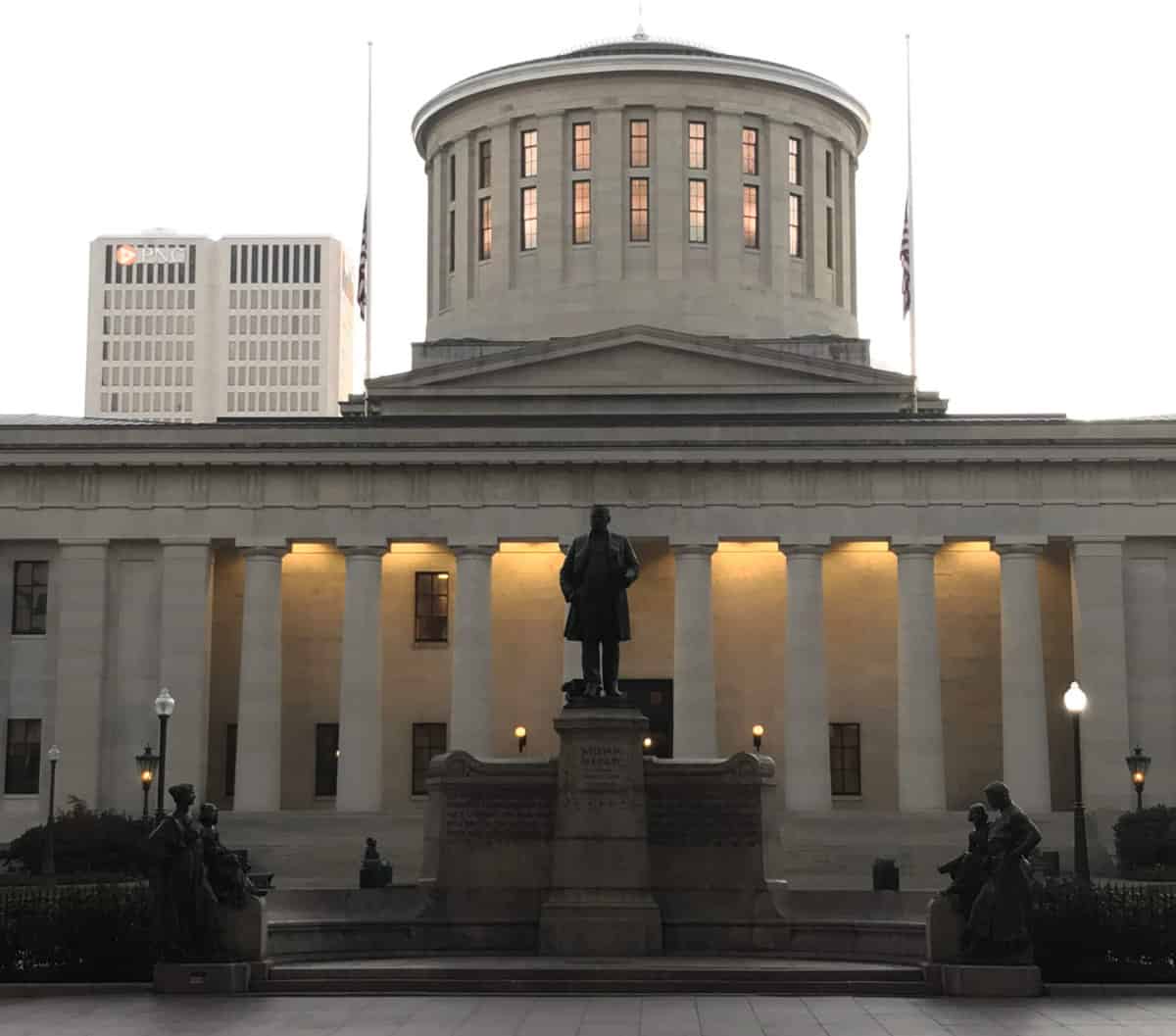 Columbus is the capital of Ohio. This is a picture of the capital building at dusk.