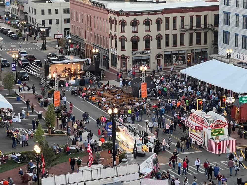 people enjoying an Oktoberfest celebration in downtown Wooster Ohio