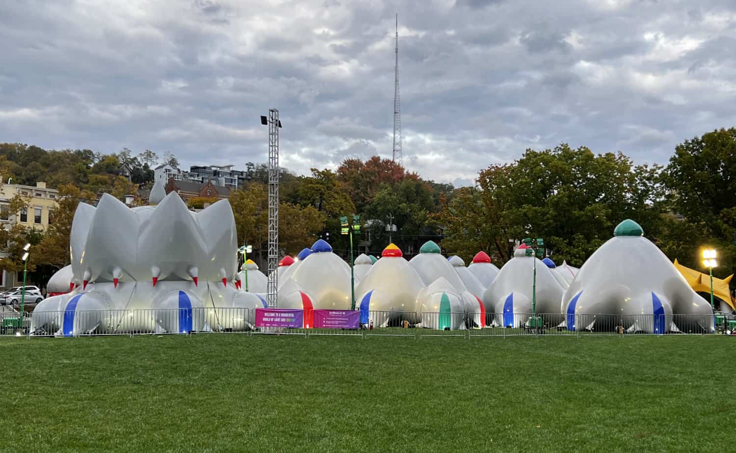 Architects of Air structure installed on the grass at Zieglar Park as part of BLINK