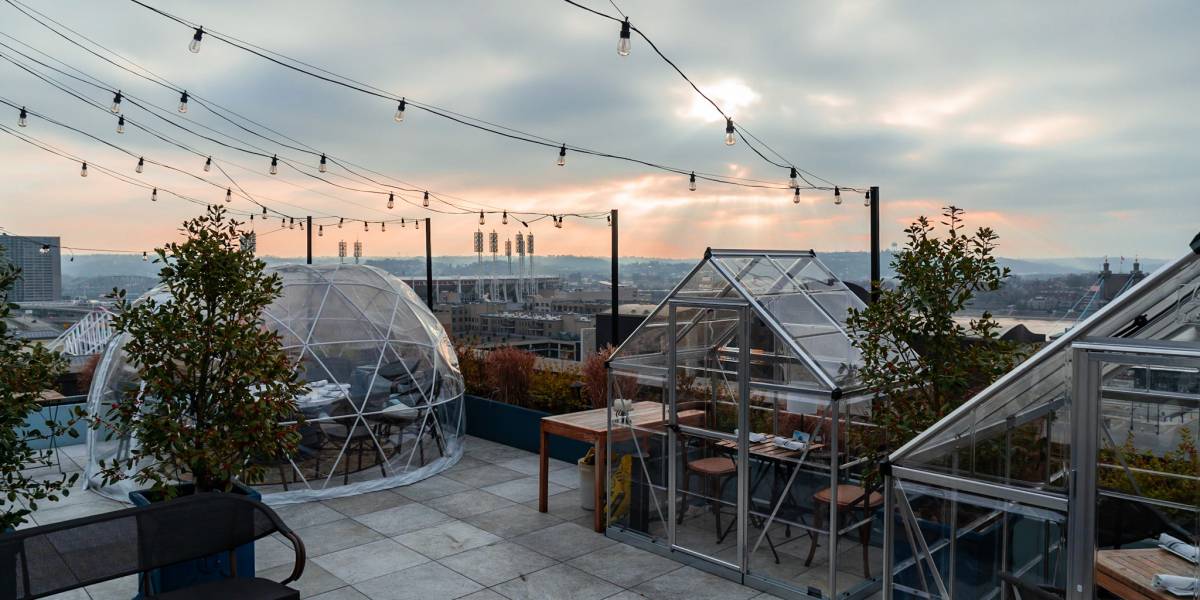 igloos on the rooftop at Shires Garden
