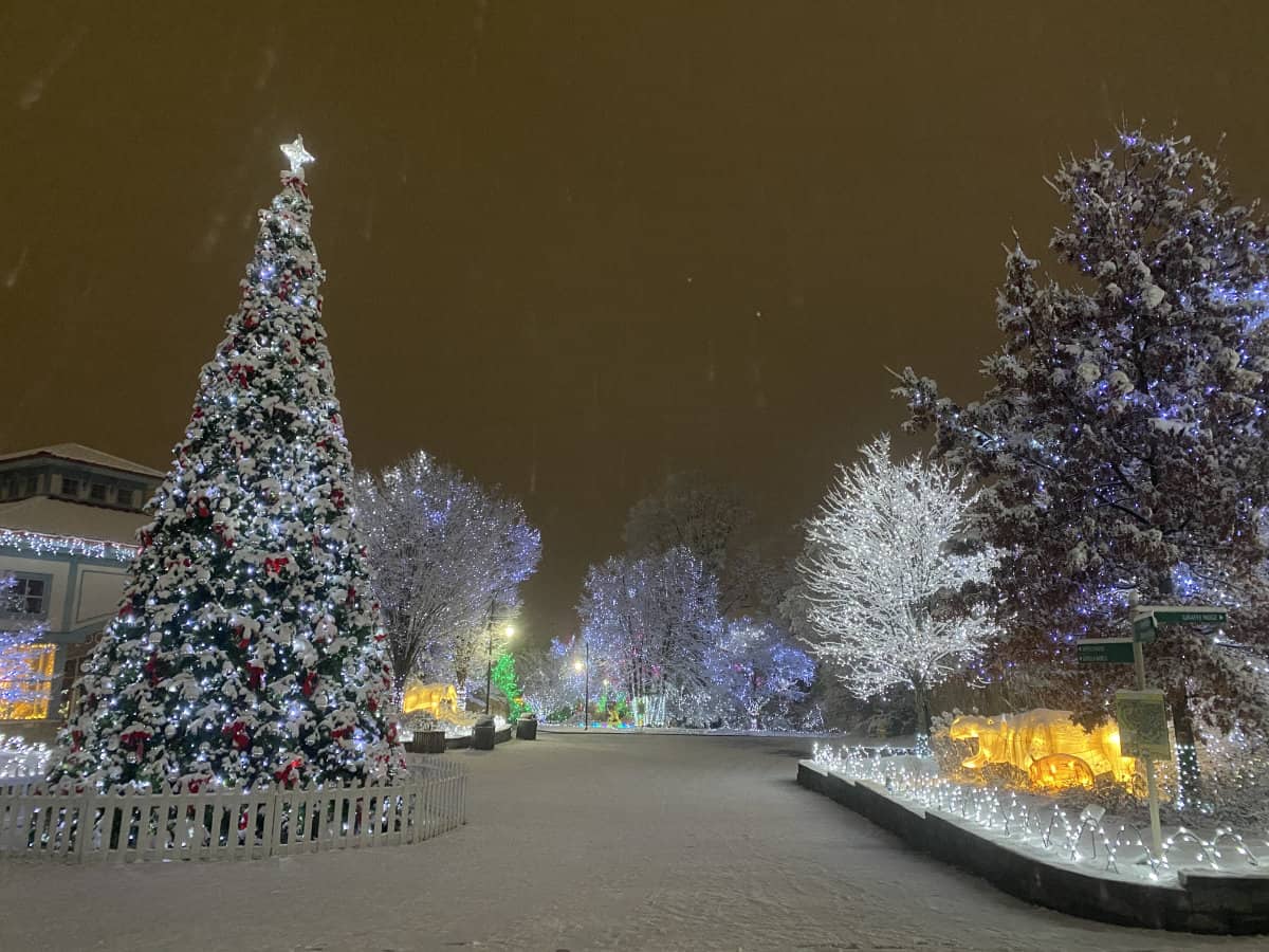 an snowy day at the Festival of Lights