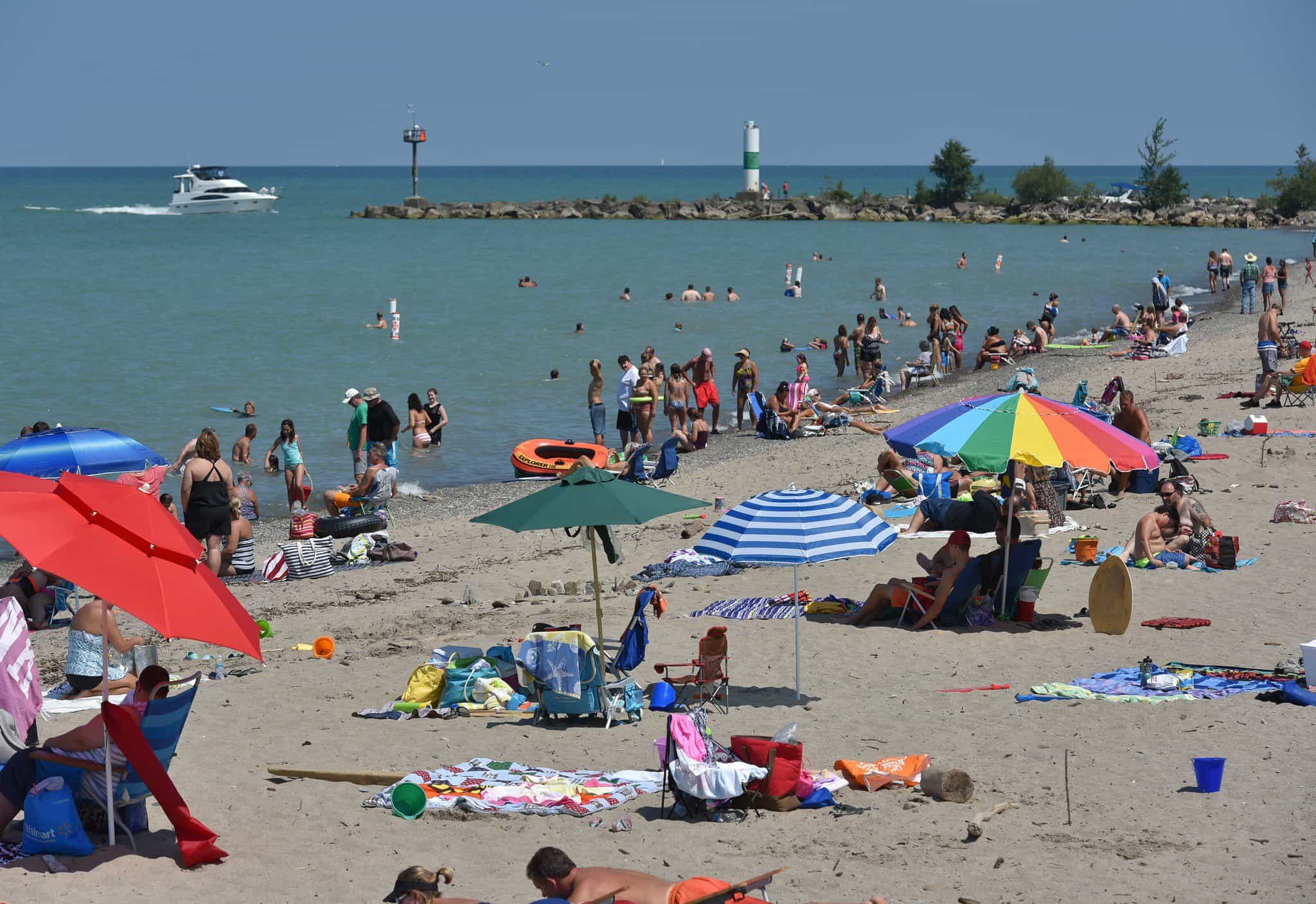 people on around the beach at Geneva on the Lake in Ohio