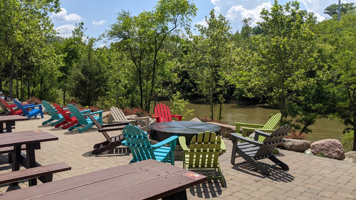 outdoor patio along the Little Miami River