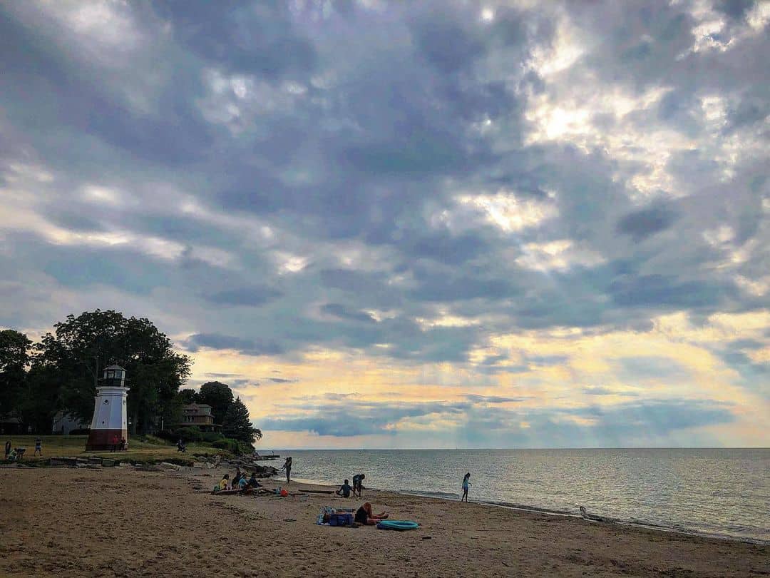 the sun setting over Main Street Beach