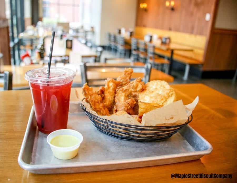 lunch on the table at Maple Street Biscuit Company