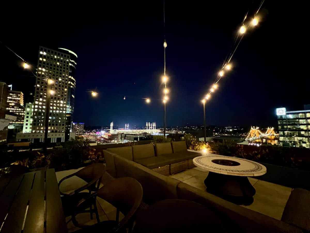 a look at the View at Shire's Garden and the skyline at night