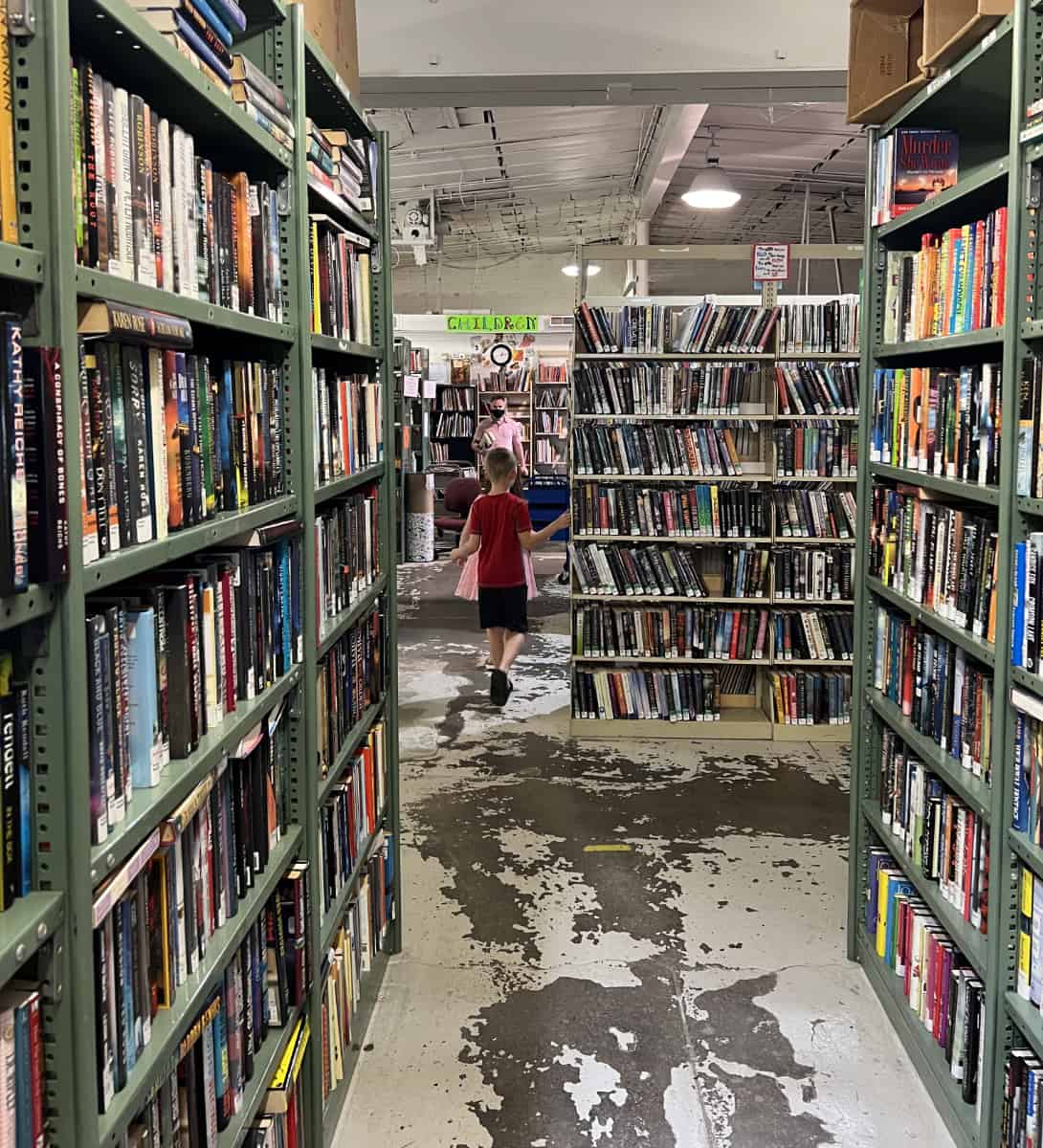 wandering in the stacks at the Friends Warehouse