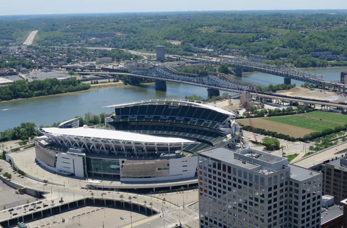 an overhead view of Paycor Stadium, home to the Cincinnati Bengals