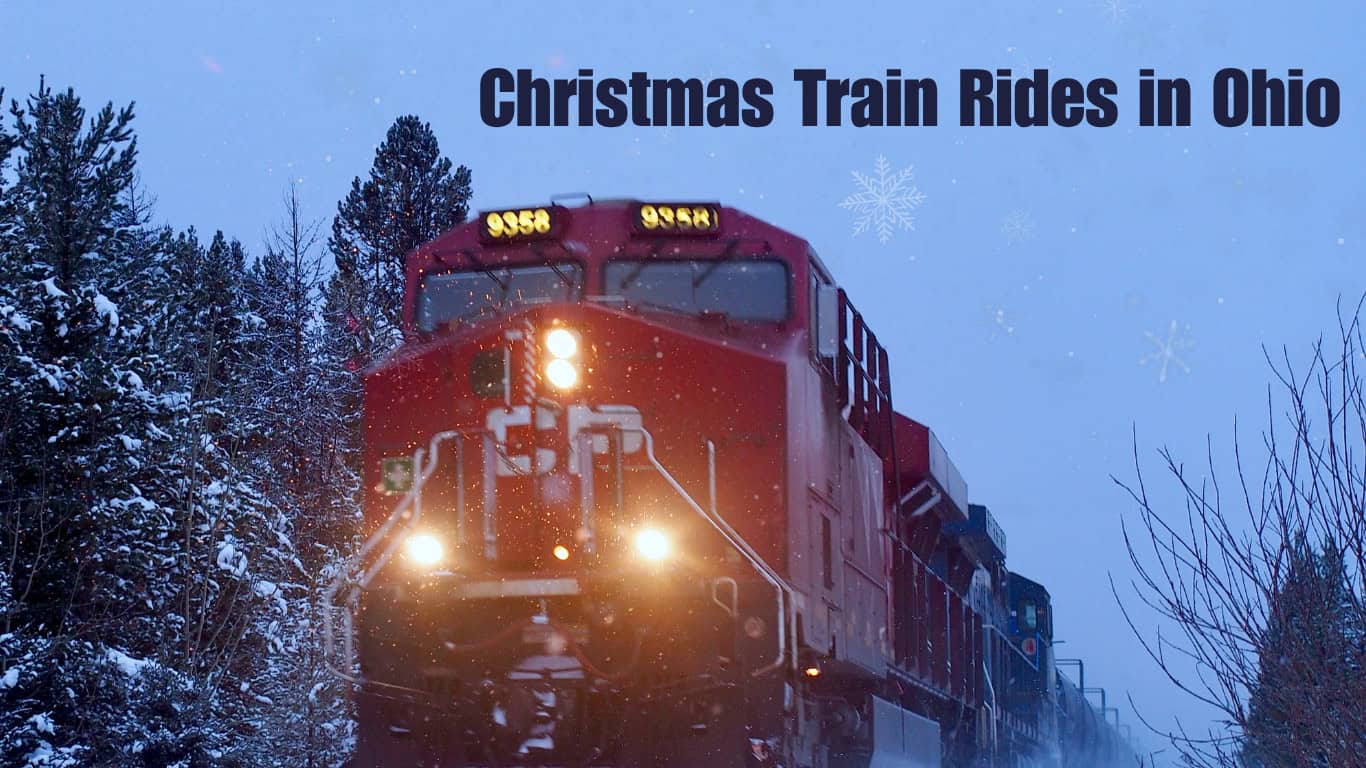 Christmas Train driving along a snowy track in winter